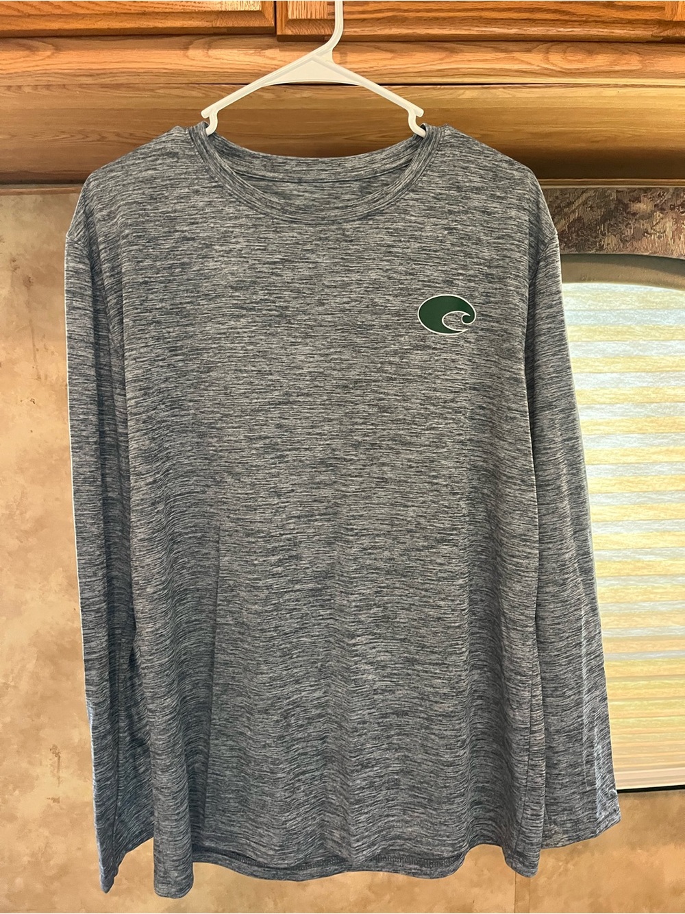 Costa Heather Gray Performance Tee with White Logo